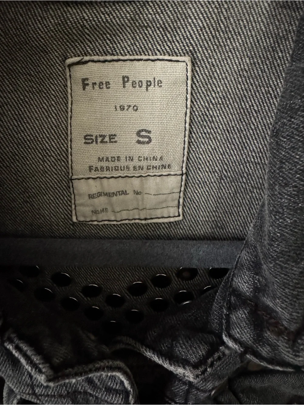 Free People Washed Charcoal Denim Jacket with Stud Accents